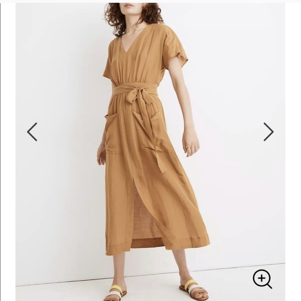 Madewell Linen Blend Dolman Dress in Toffee